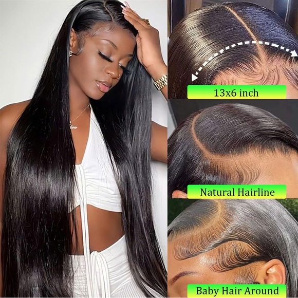 HUMAN HAIR 13x6 Straight HD Lace, Front Wig 180% Density, Baby Hair, Glueless - Picture 4 of 12